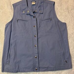 Blair Button Up Vest Womens Size L Blue 100% Cotton Zipped Pockets Outer Layer